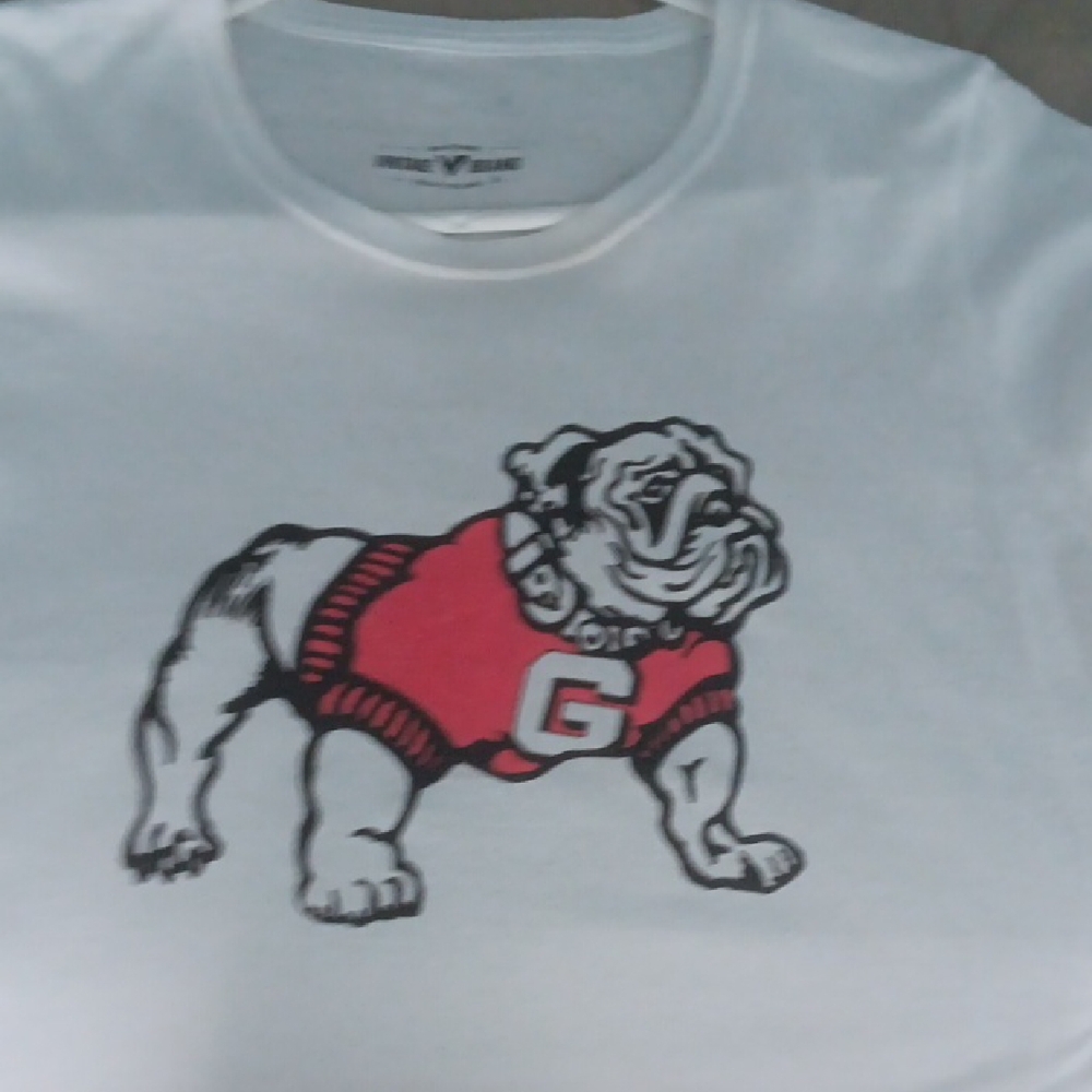 Red and White Bulldog Graphic Short Sleeve Tee